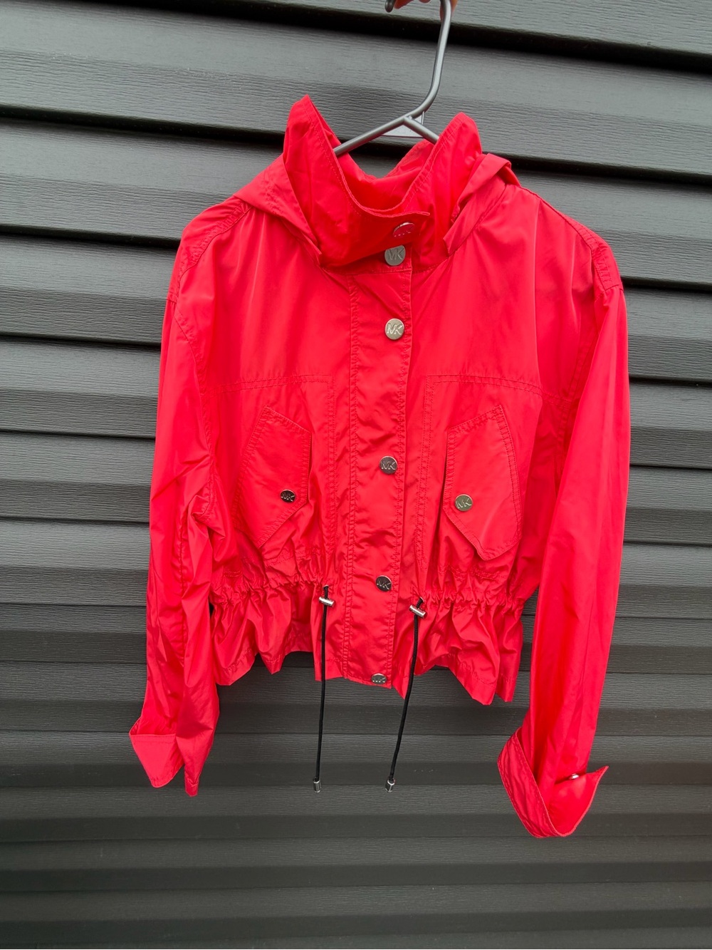 Michael Kors Bright Pink Drawstring-Waist Utility Jacket